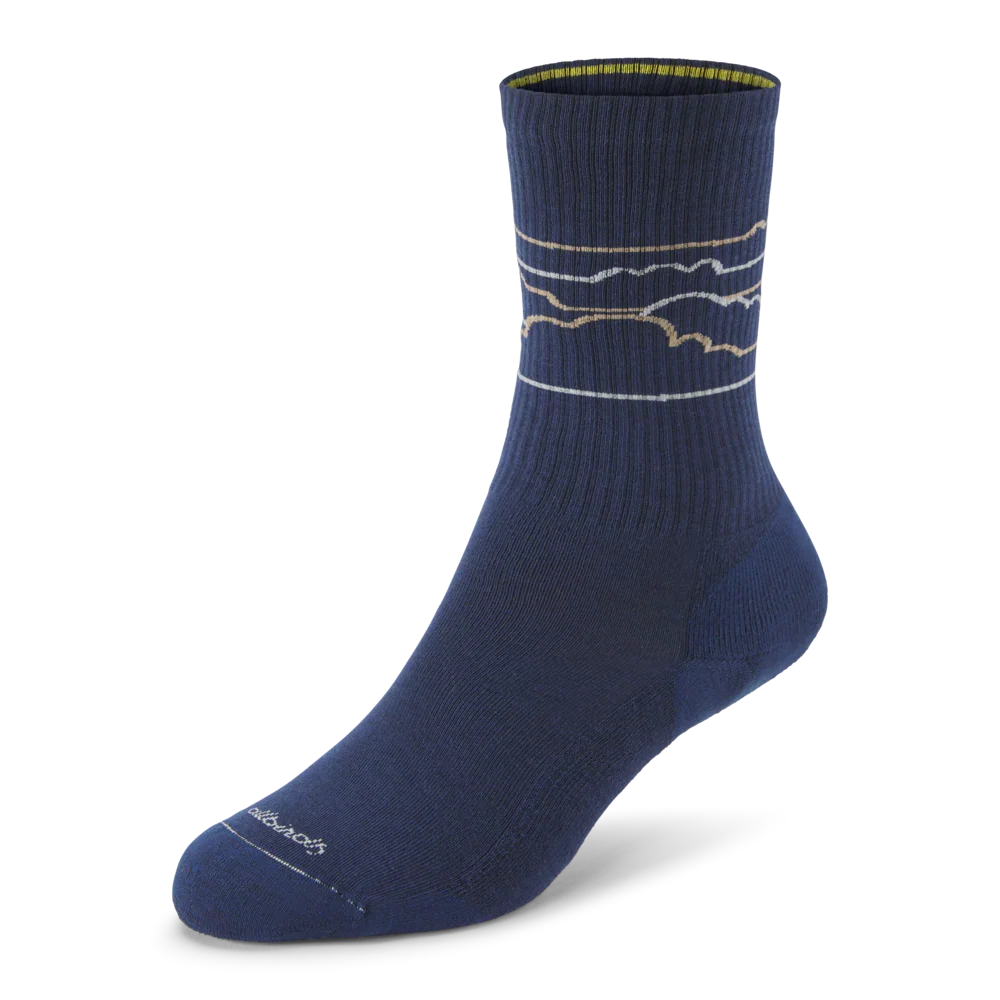 Anytime Crew Sock - Deep Navy/Rugged Beige (Medium Grey) - Cloudstripe