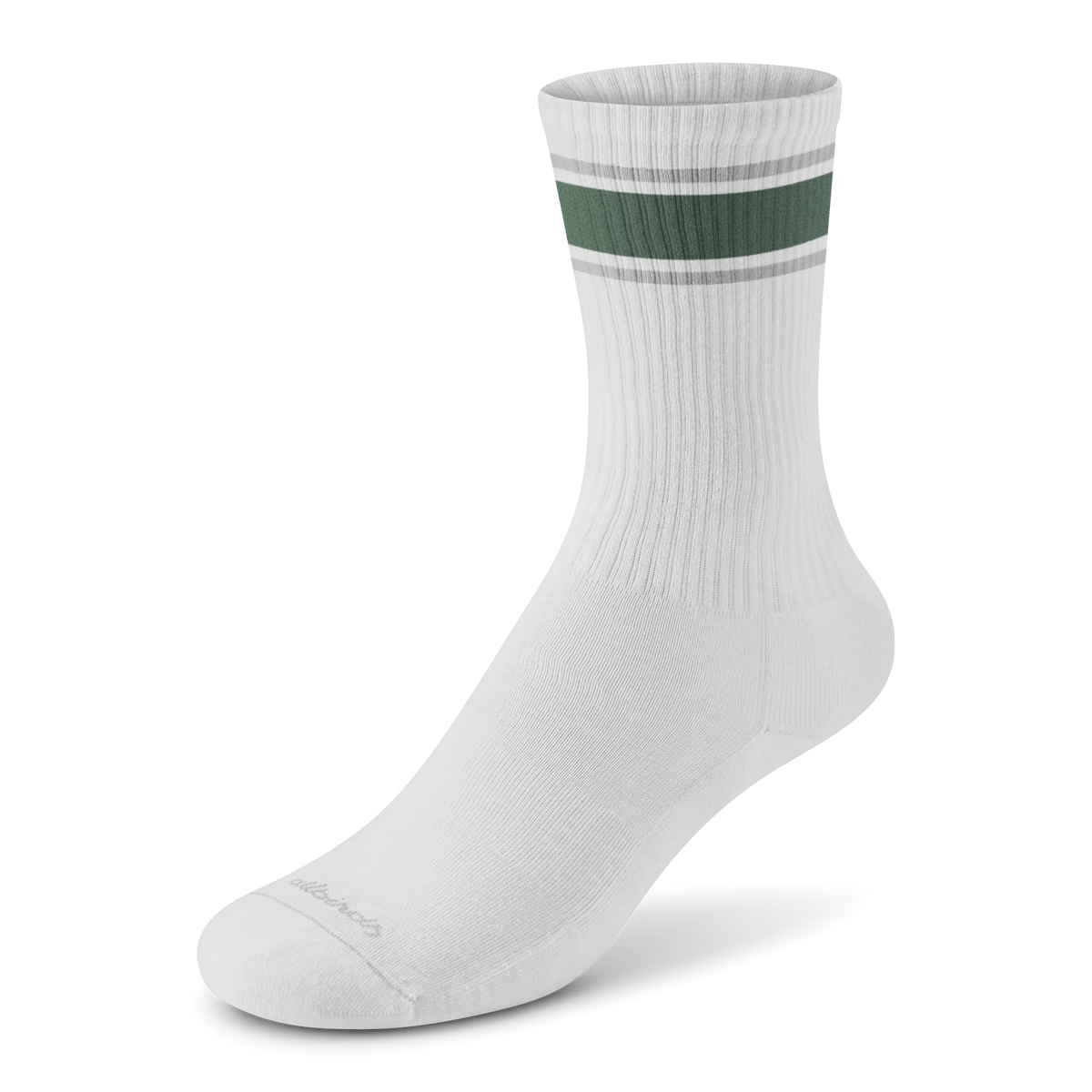 Anytime Crew Sock - Blizzard, Verdant Green (Light Grey Sole)