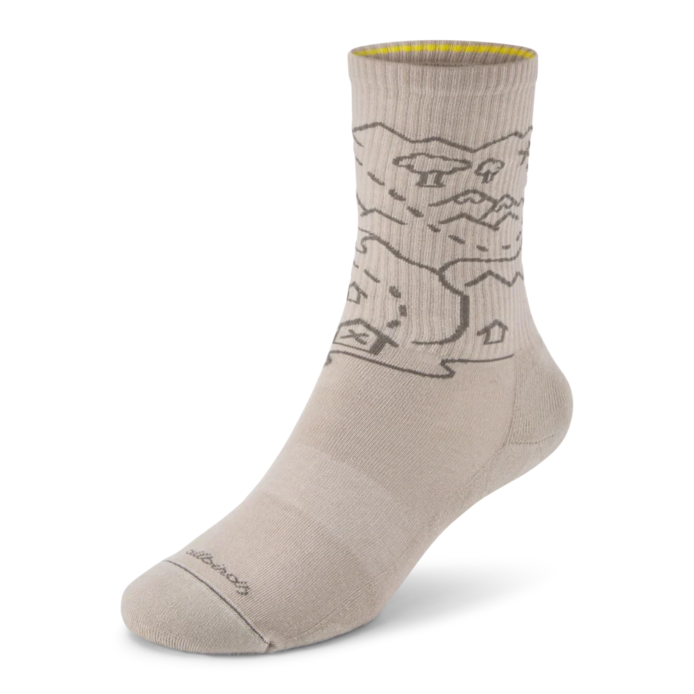 Anytime Crew Sock - Rugged Beige (Hazy Pine) - NZ Map