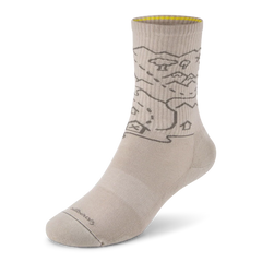 Anytime Crew Sock - Rugged Beige (Hazy Pine) - NZ Map